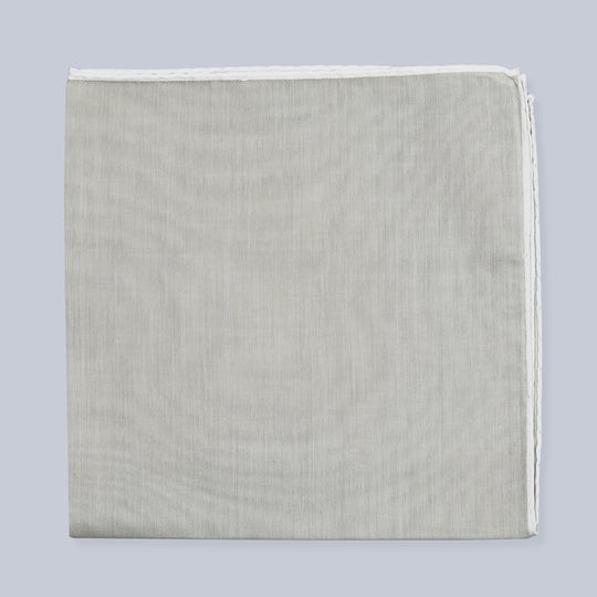 Beige White Satin Cotton Pocket Square
