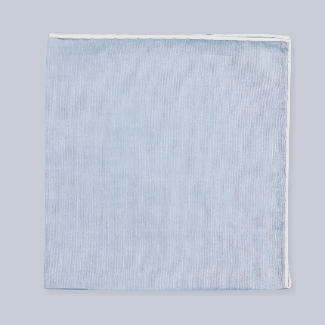 Light Blue Satin Cotton Pocket Square