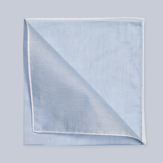 Light Blue Satin Cotton Pocket Square