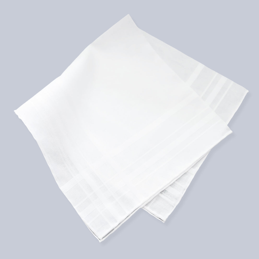 2 Set Gift Box Light Blue and White Cotton Pocket Square