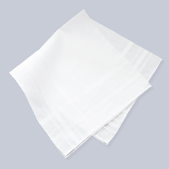 2 Set Gift Box Light Blue and White Cotton Pocket Square