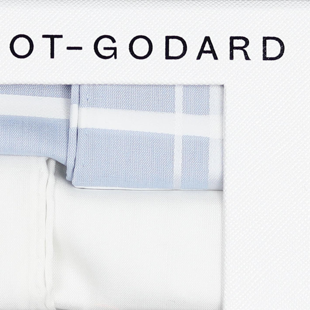 2 Set Gift Box Light Blue and White Cotton Pocket Square