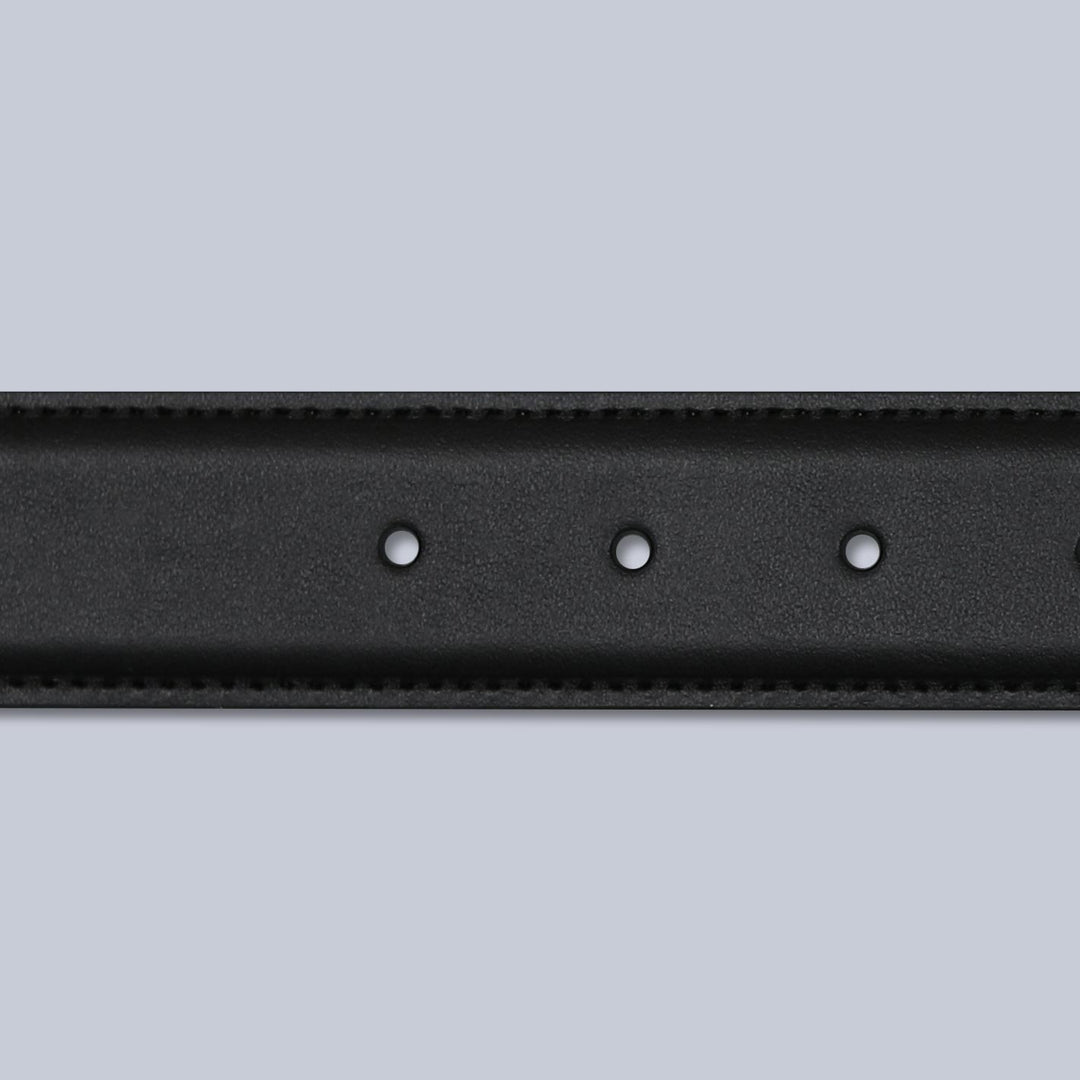 Black Leather Brass Buckle 35mm Belt