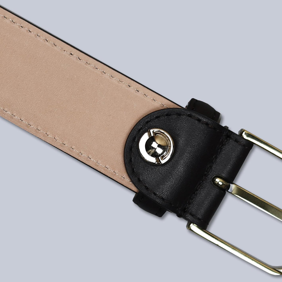 Black Leather Brass Buckle 35mm Belt