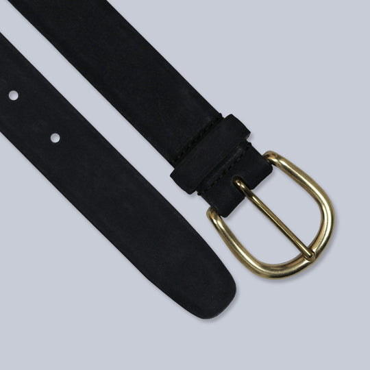 Black Suede Brass Buckle Belt