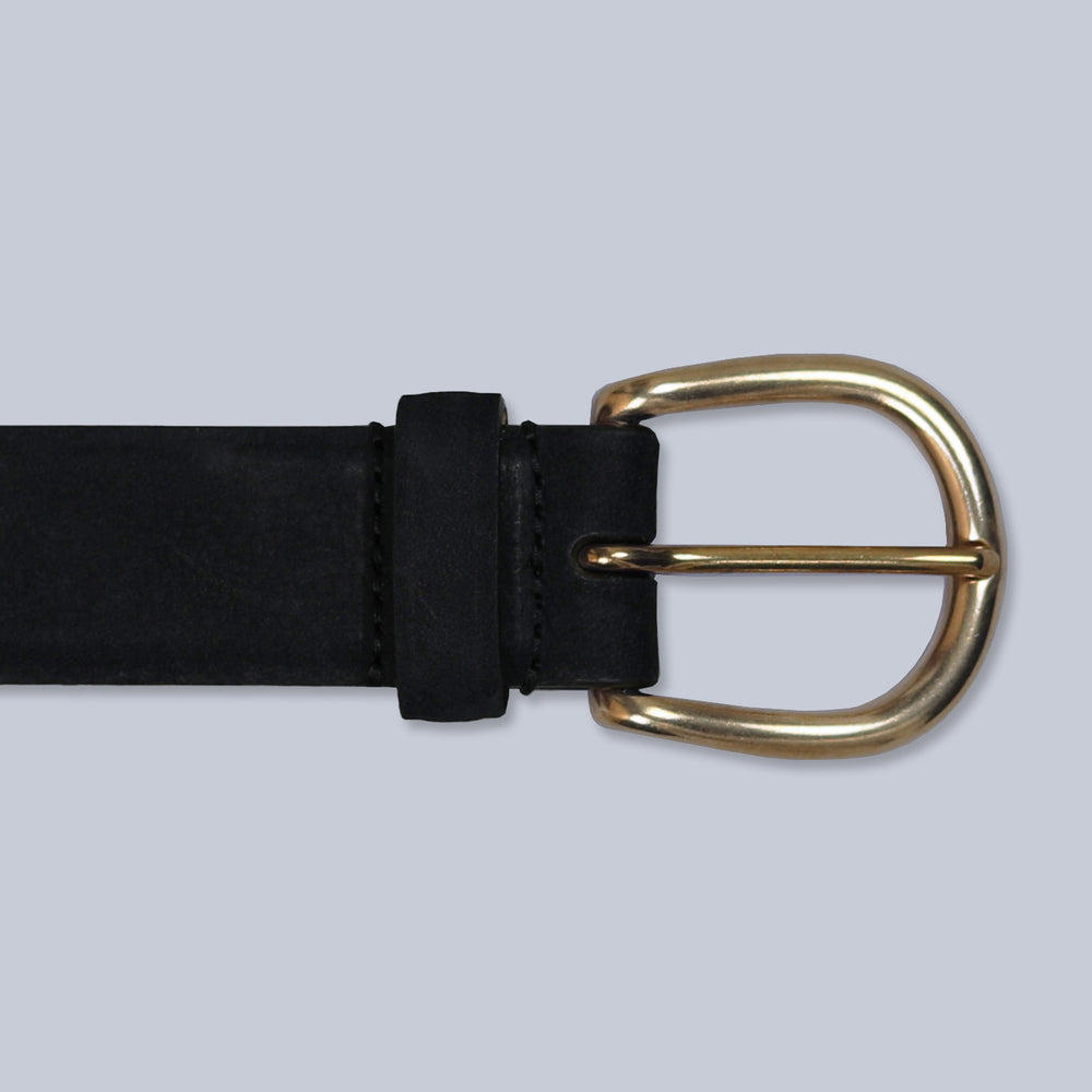 Black Suede Brass Buckle Belt