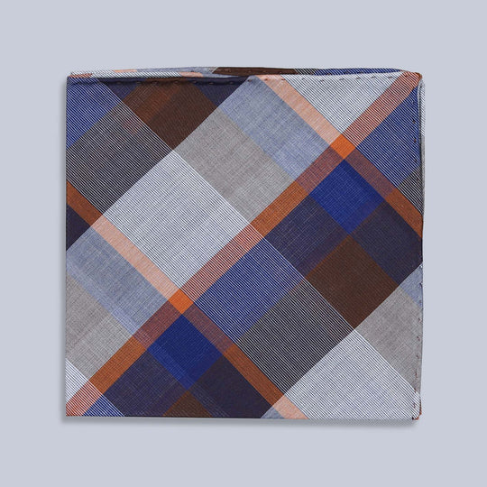 Blue Brown Aspen Cotton Pocket Square
