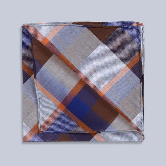 Blue Brown Aspen Cotton Pocket Square