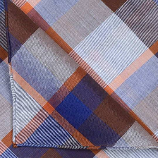 Blue Brown Aspen Cotton Pocket Square