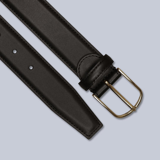 Dark Brown Leather Brass Buckle 35mm Belt