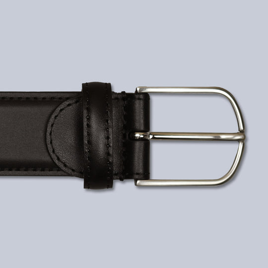 Dark Brown Leather Silver Buckle 35mm Belt