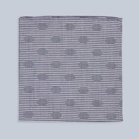 Les Pois Denim Blue Cotton Pocket Square