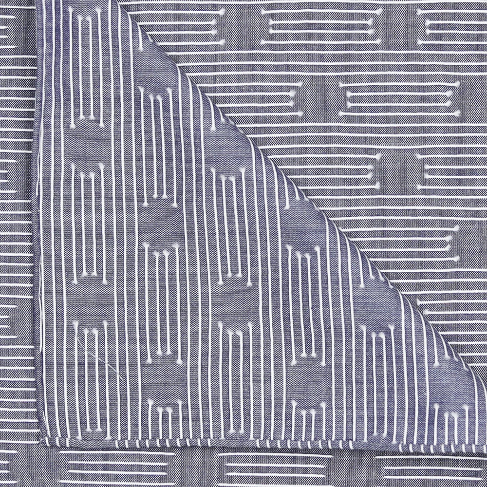 Les Pois Denim Blue Cotton Pocket Square