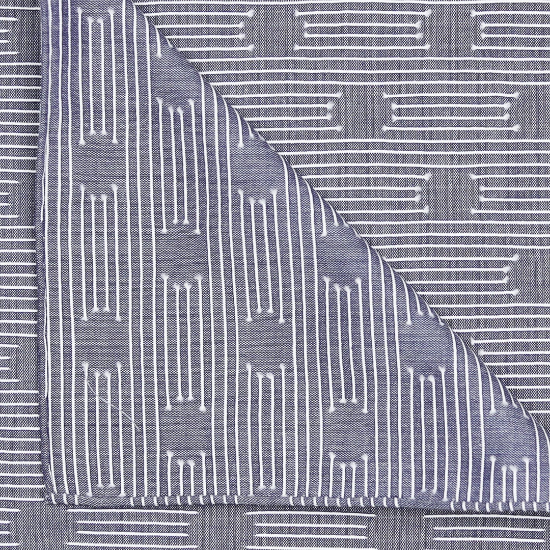 Les Pois Denim Blue Cotton Pocket Square