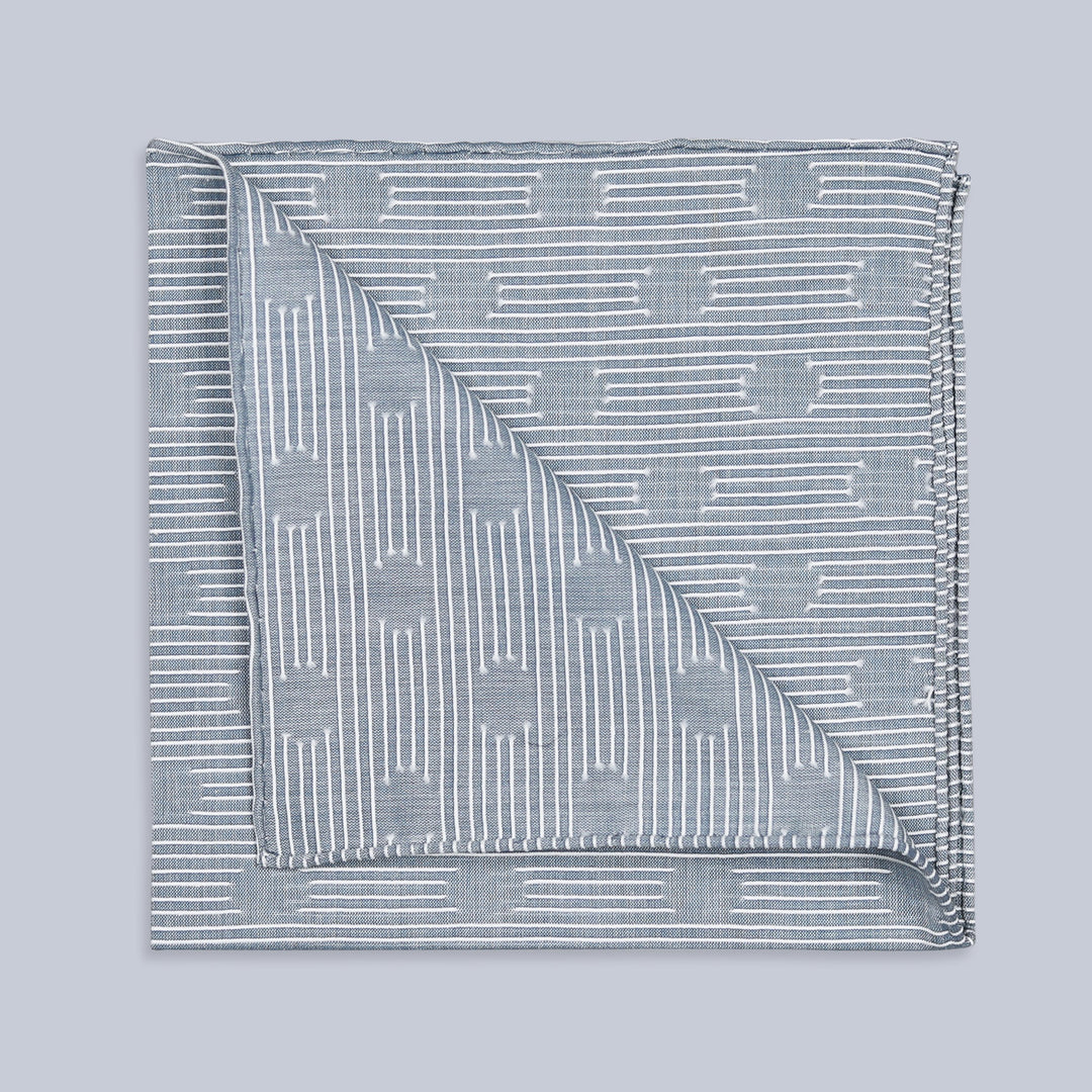 Les Pois Mineral Blue Cotton Pocket Square
