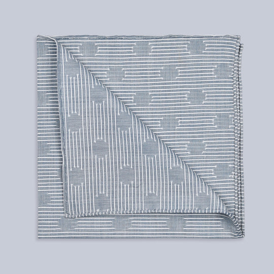 Les Pois Mineral Blue Cotton Pocket Square