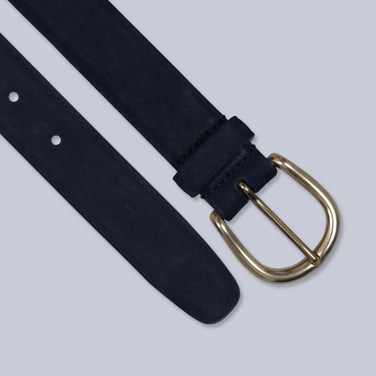 Navy Suede Brass Buckle Belt