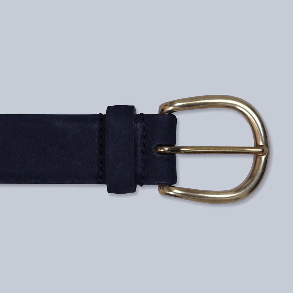 Navy Suede Brass Buckle Belt