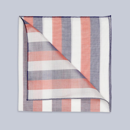 Orange Blue Ravello Cotton Pocket Square