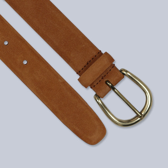 Snuff Suede Brass Buckle Belt
