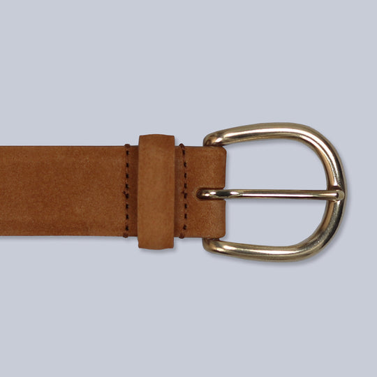 Snuff Suede Brass Buckle Belt