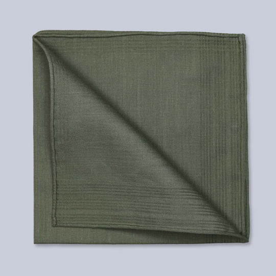 Green Cotton Linen Pocket Square