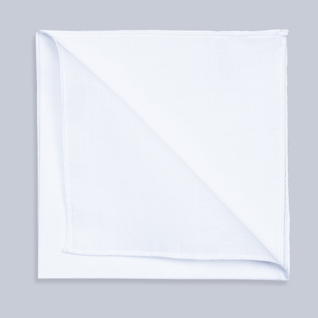 White Linen Hand Rolled Pocket Square