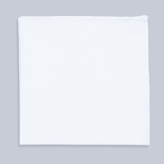 White Linen Hand Rolled Pocket Square