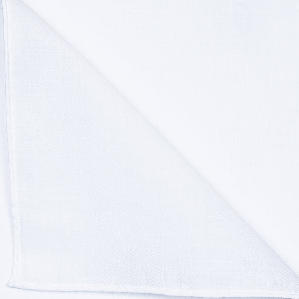 White Linen Hand Rolled Pocket Square