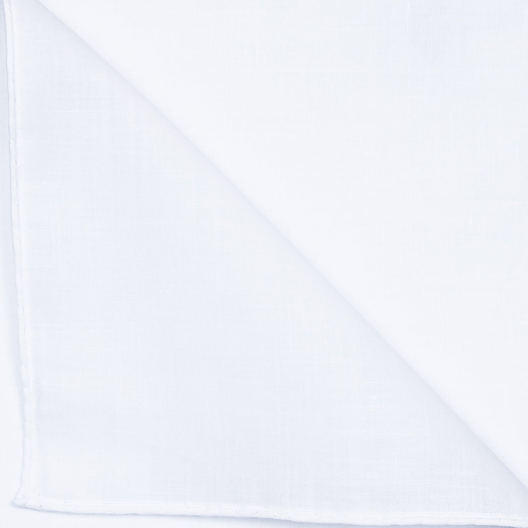 White Linen Hand Rolled Pocket Square