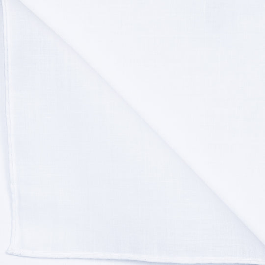White Linen Hand Rolled Pocket Square