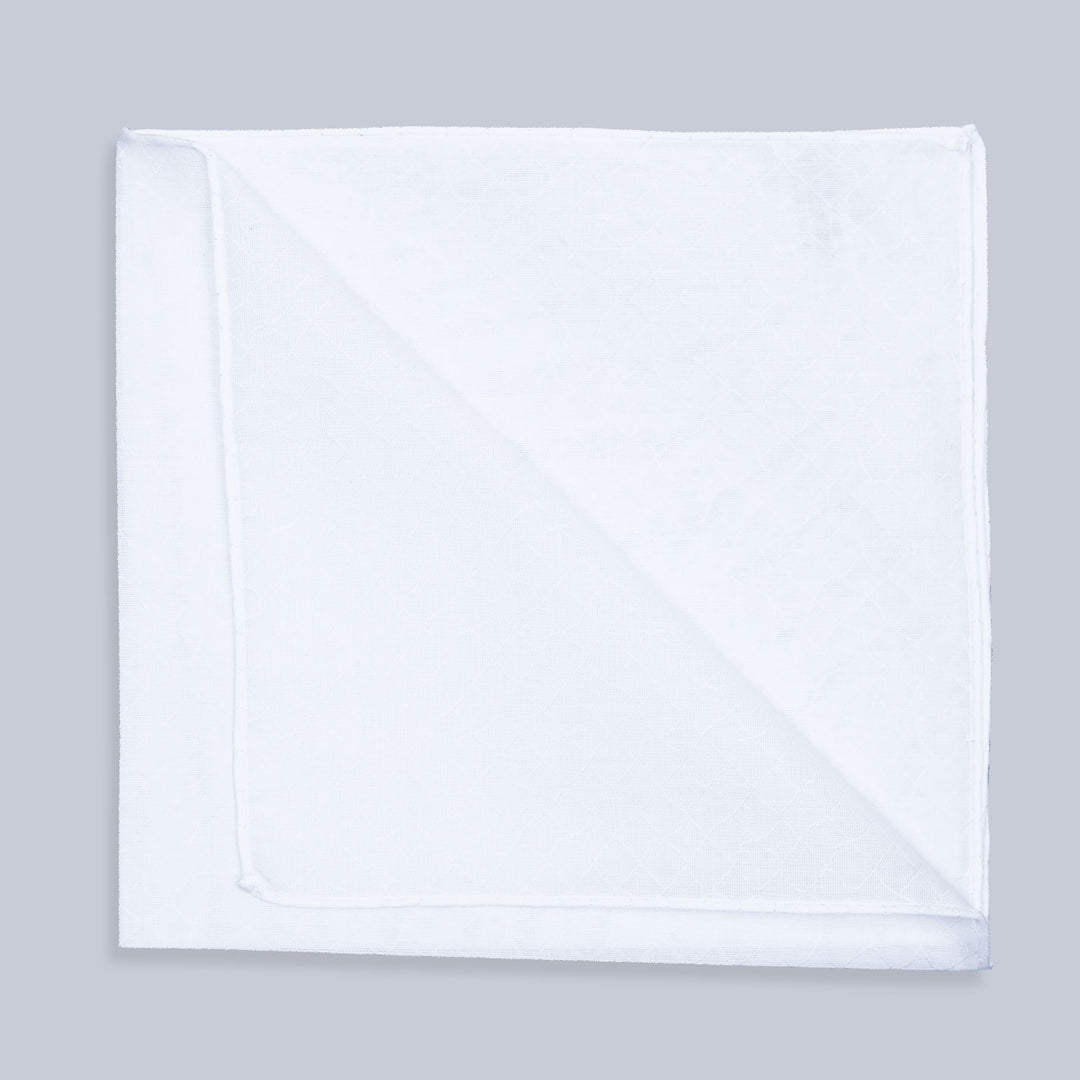 White Waves Cotton Pocket Square
