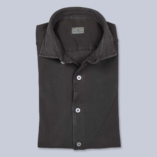 Dark Chocolate Brown Cotton Jersey Shirt