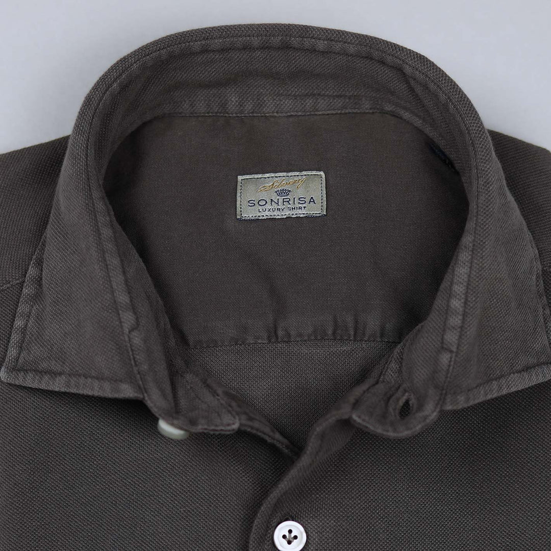 Dark Chocolate Brown Cotton Jersey Shirt