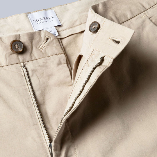 Beige Classic Cotton Chino Shorts