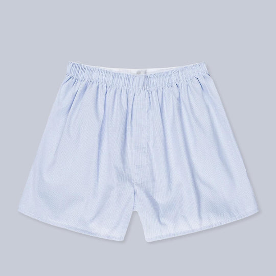 Light Blue Micro Gingham Boxer Shorts