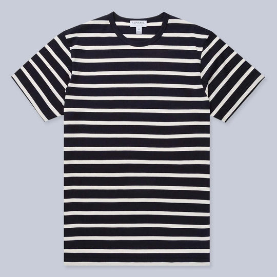 Navy Ecru Breton Stripe T-shirt
