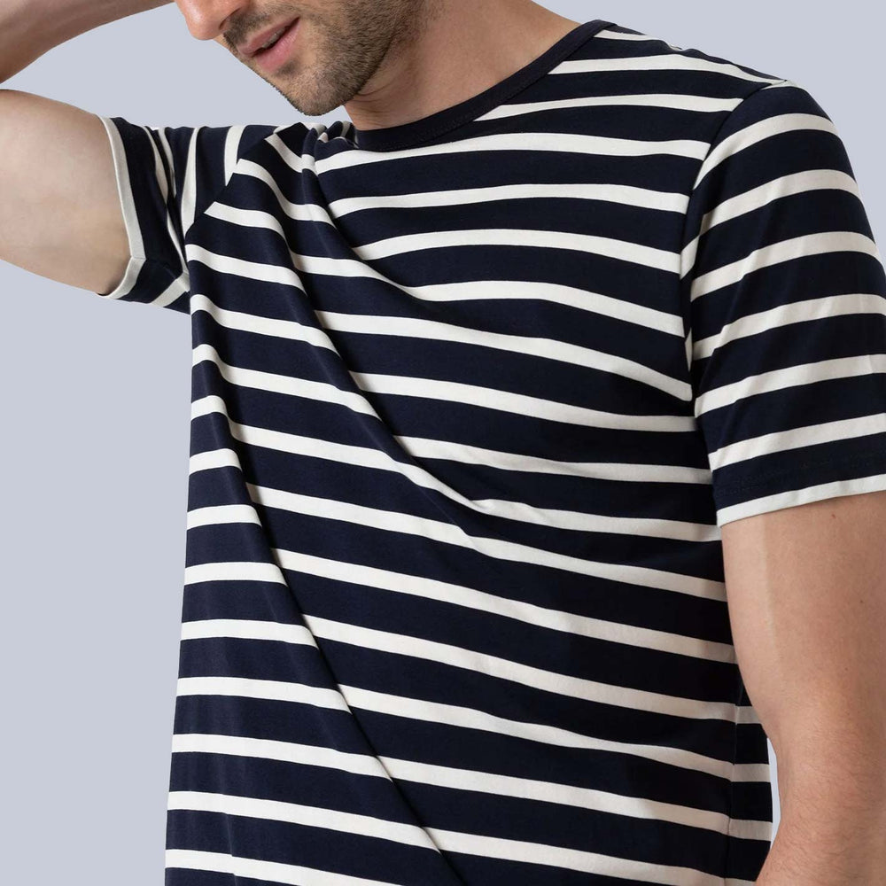 Navy Ecru Breton Stripe T-shirt