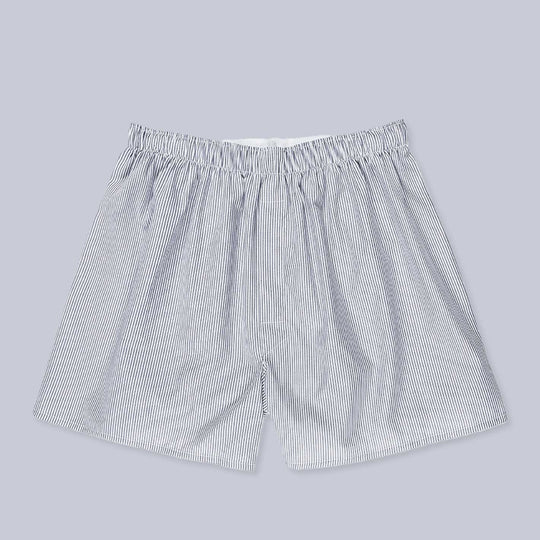 White Blue Pinstripe Cotton Boxer Shorts
