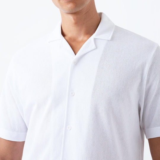 White Cotton Short Sleeve Resort Shirt