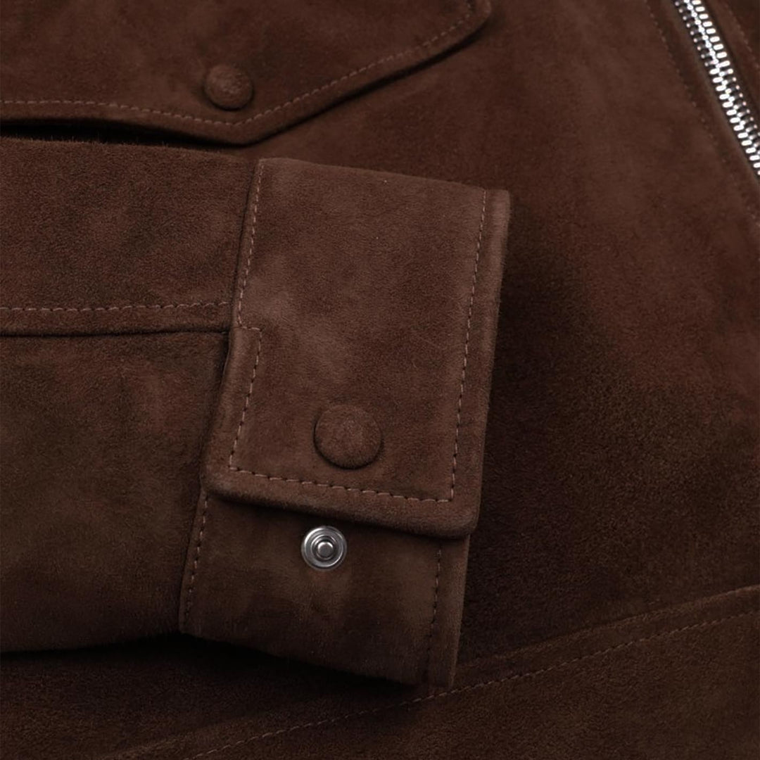 Brown Suede Goose Down Padded Flight Jacket