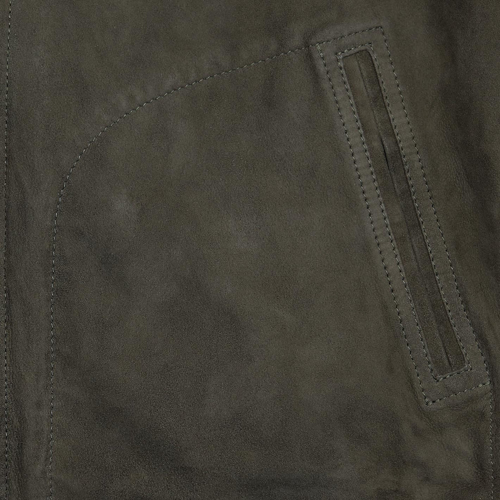 Dark Green Unlined Suede Military Jacket