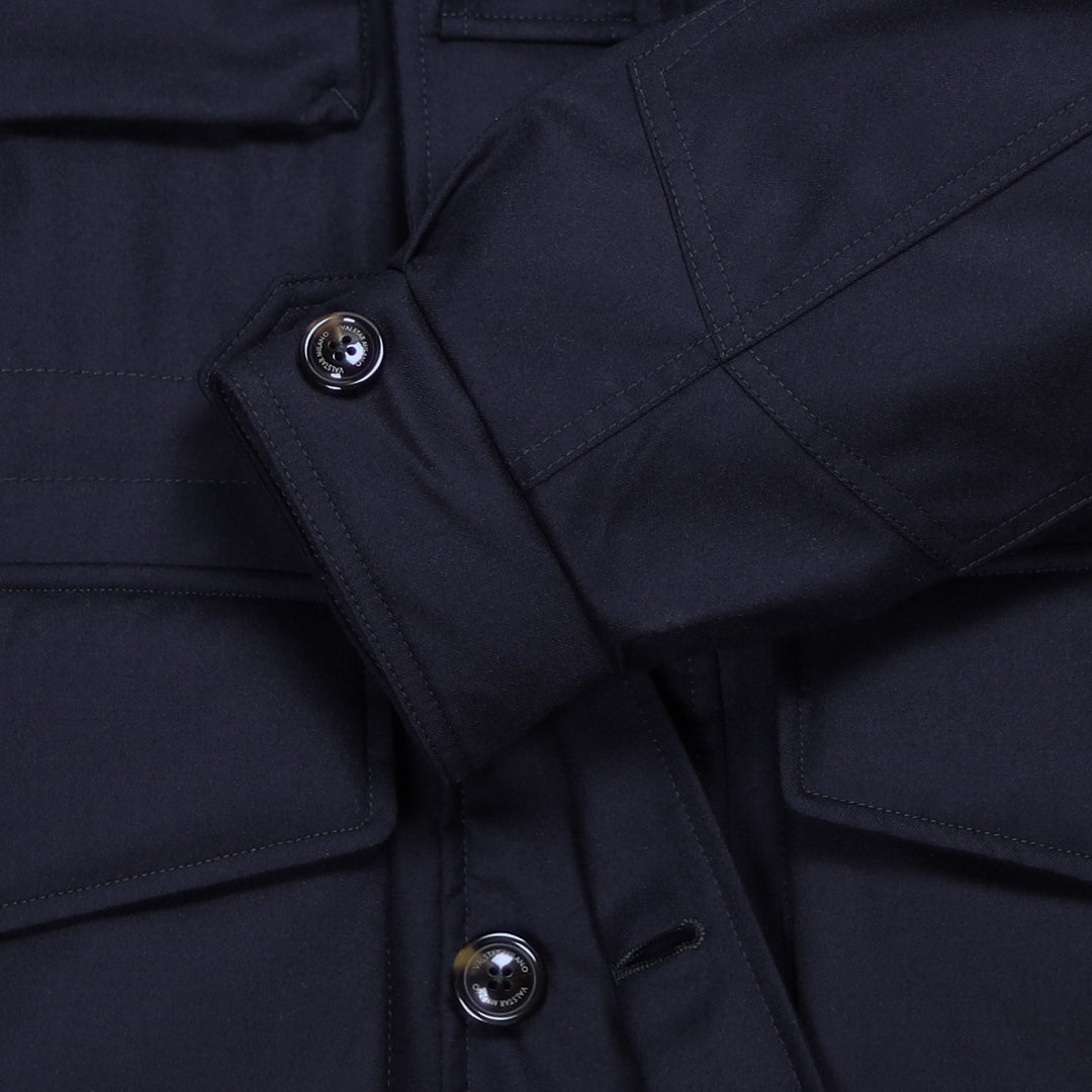 Navy Wool Down Padded Field Jacket