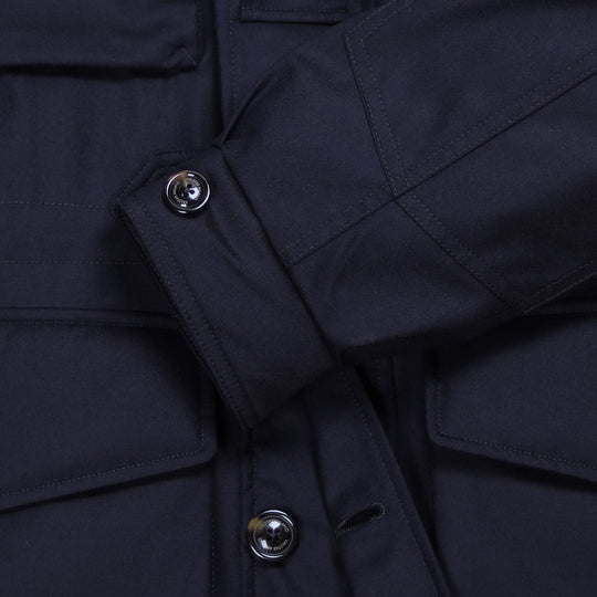 Navy Wool Down Padded Field Jacket
