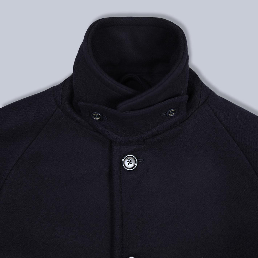 Navy Virgin Wool Raglan Coat