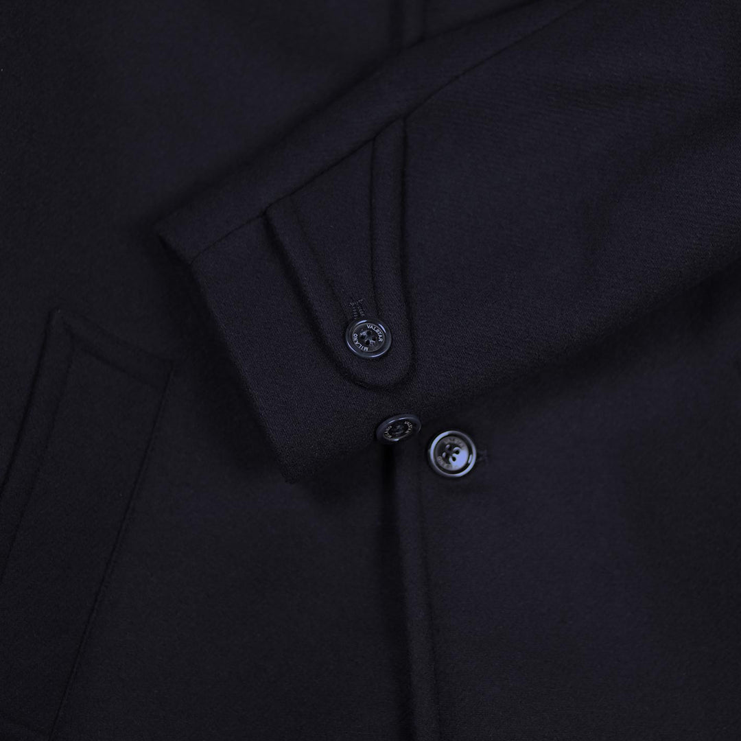 Navy Virgin Wool Raglan Coat