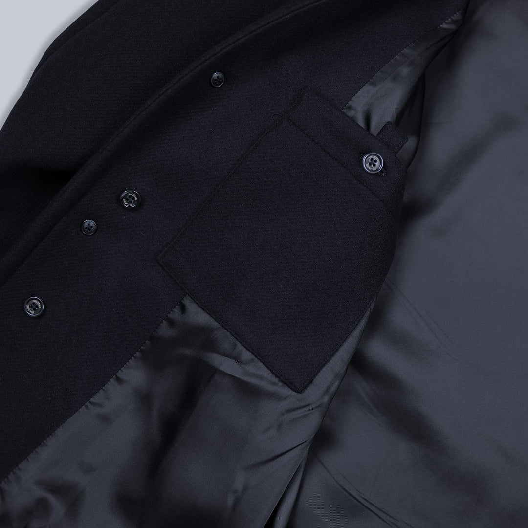 Navy Virgin Wool Raglan Coat