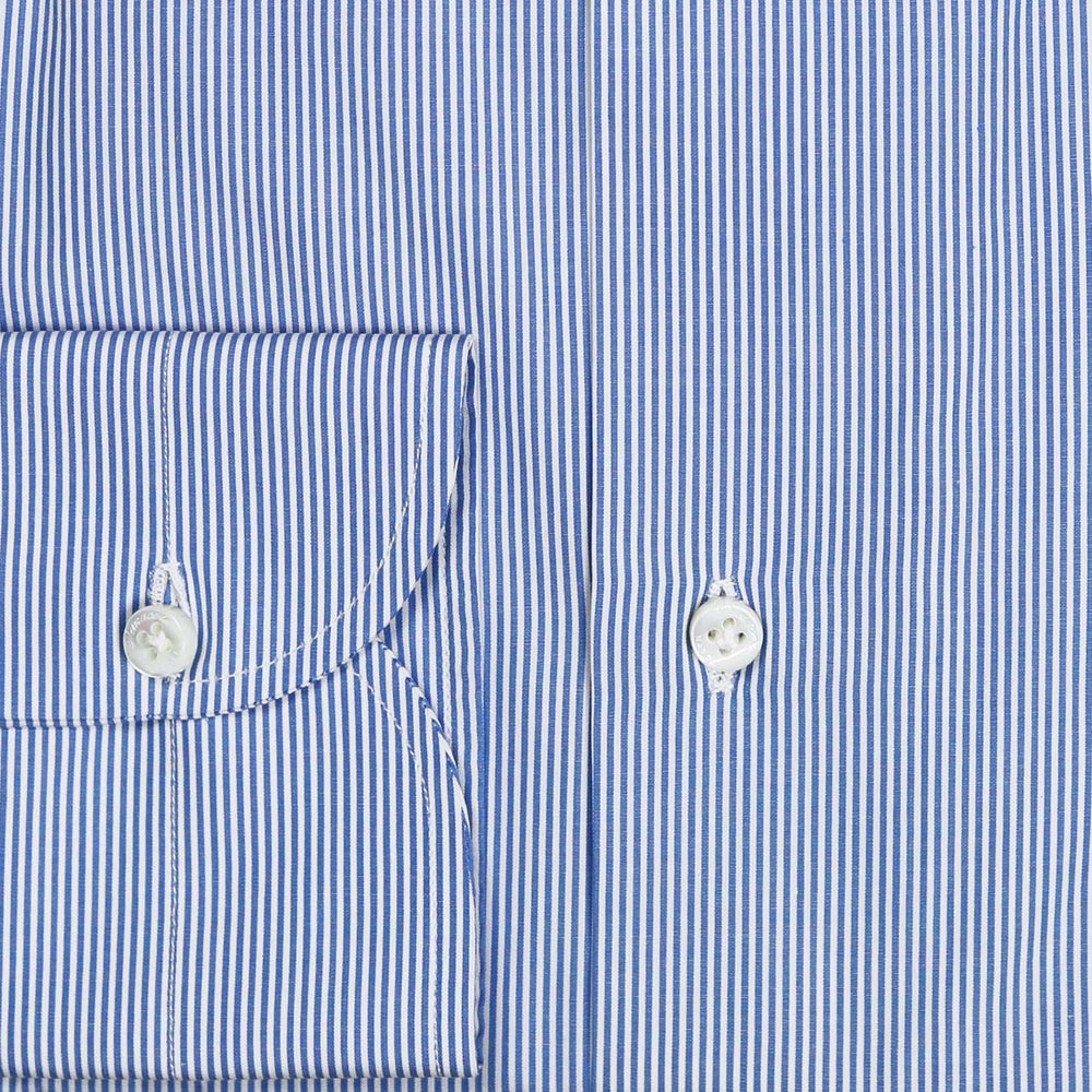 Blue White Striped Semi-cutaway Shirt