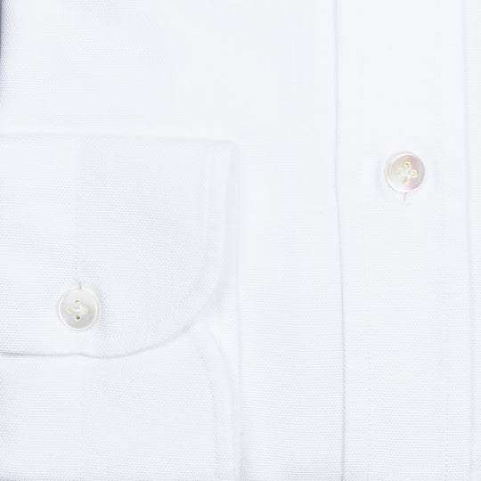 White Regular Fit Washed Oxford Button Down Shirt