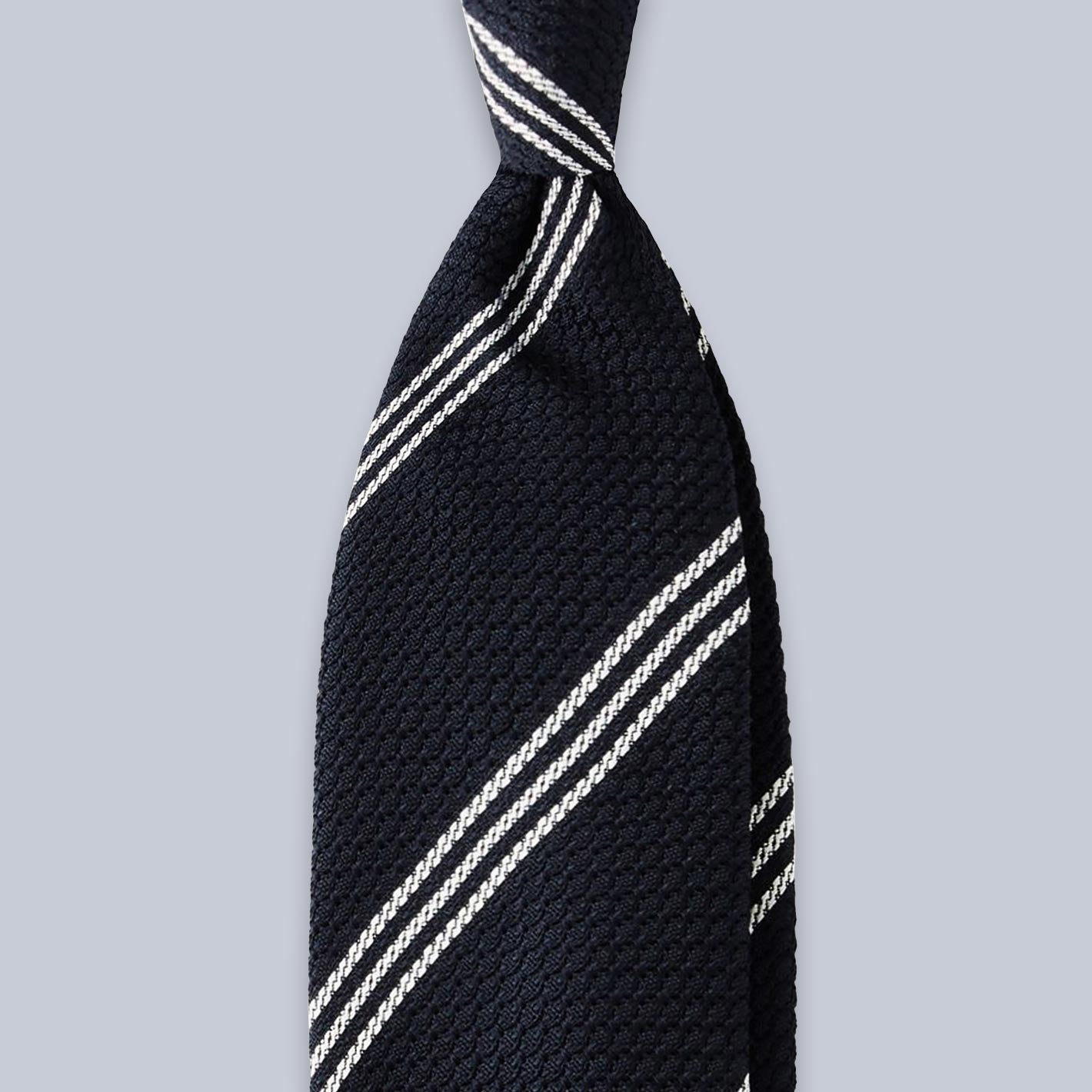 Navy White Striped Grenadine Silk Tie – Lund & Lund